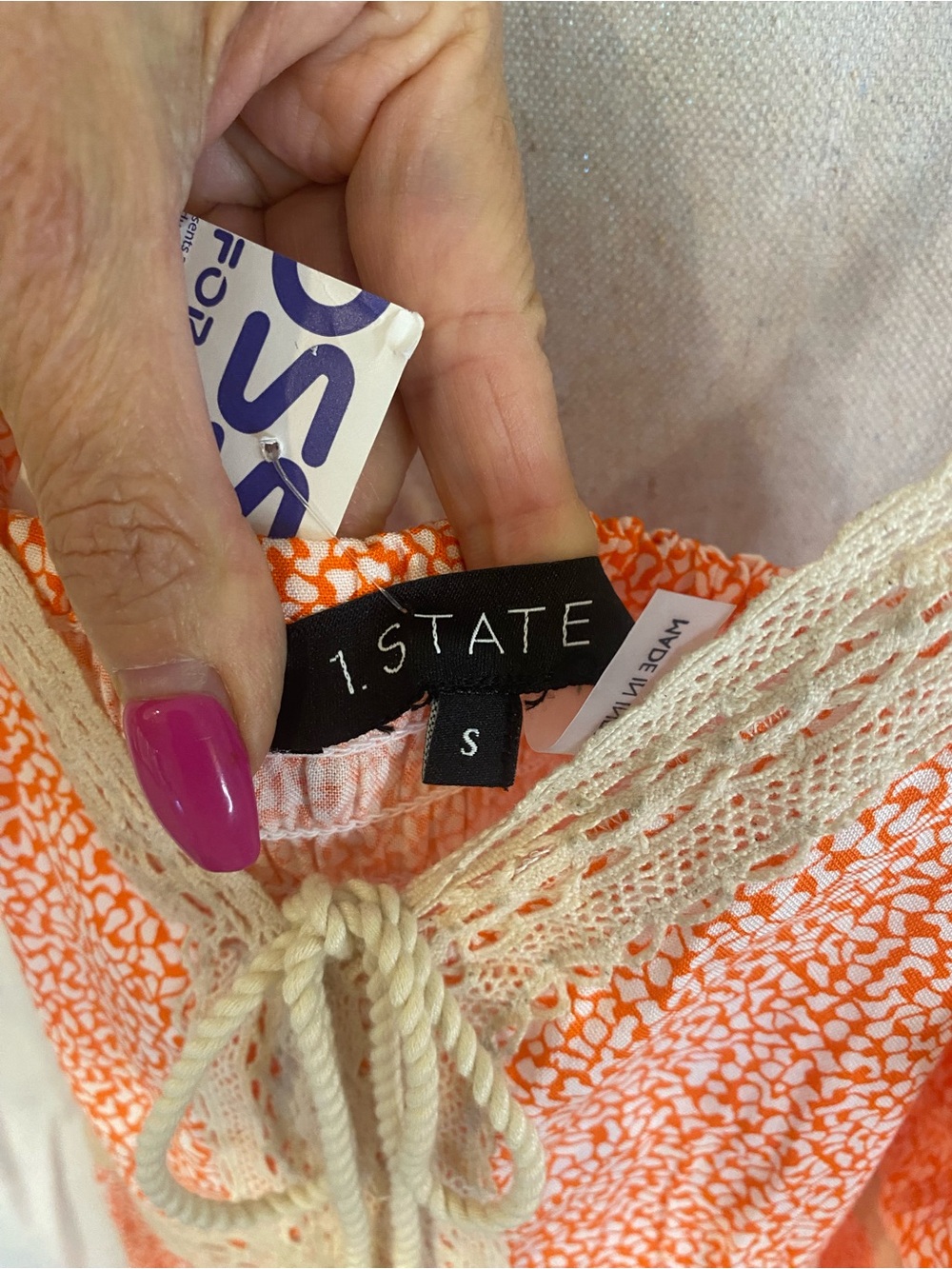 1. State Peach-Print Maxi Dress with Lace Trim - Picture 8 of 9